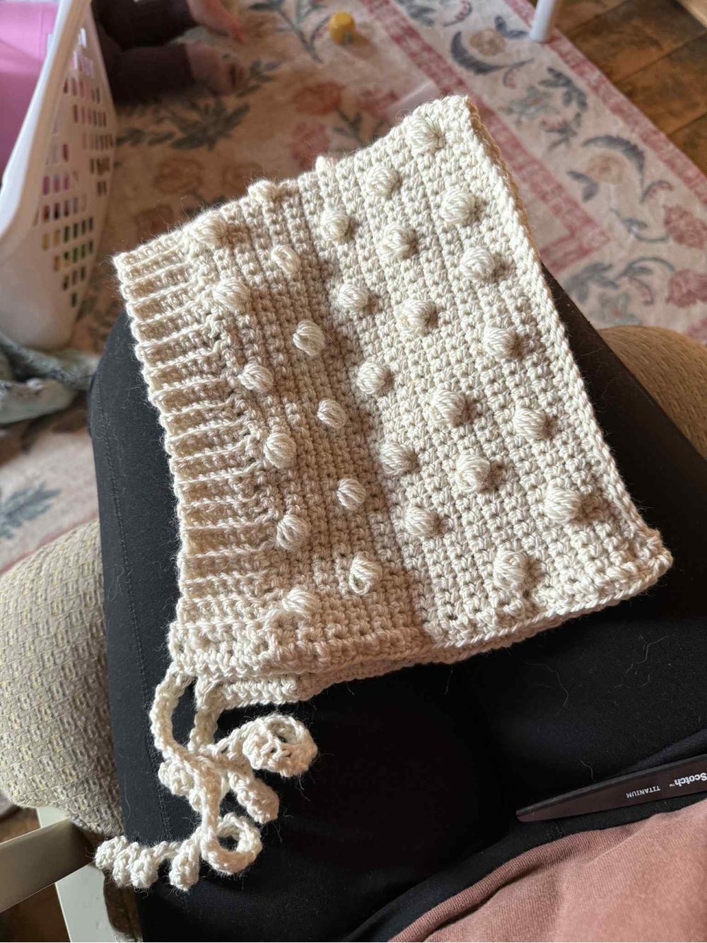 Homemade Alpaca/Sheep Wool infant bonnet. 12-36mo. Cottagecore. Warm and soft